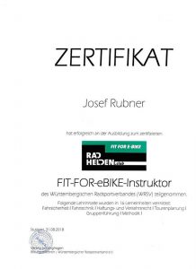 Zertifikat zum ebike Instruktor